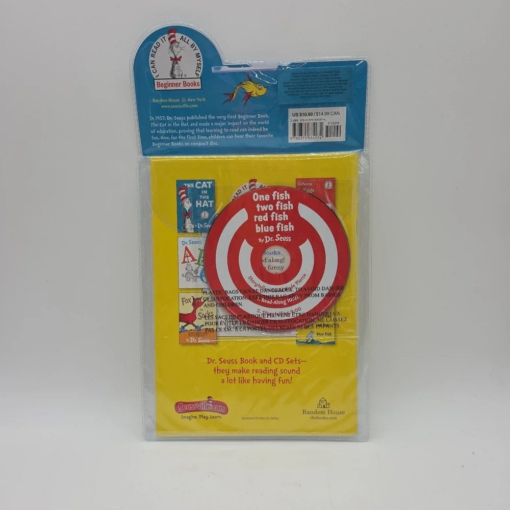 Dr. Seuss Book CD The Cat In Hat Green Eggs Ham One Fish Two Fish Fox In Socks